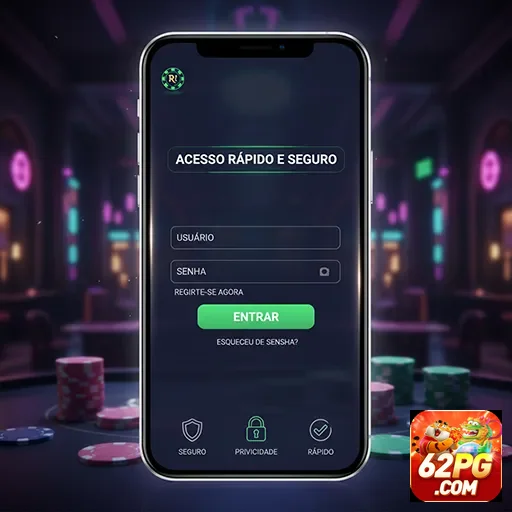 Cliente VIP desfrutando slot games no cassino 62pg