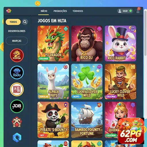 Jogador utilizando serviço VIP em plataforma 62pg